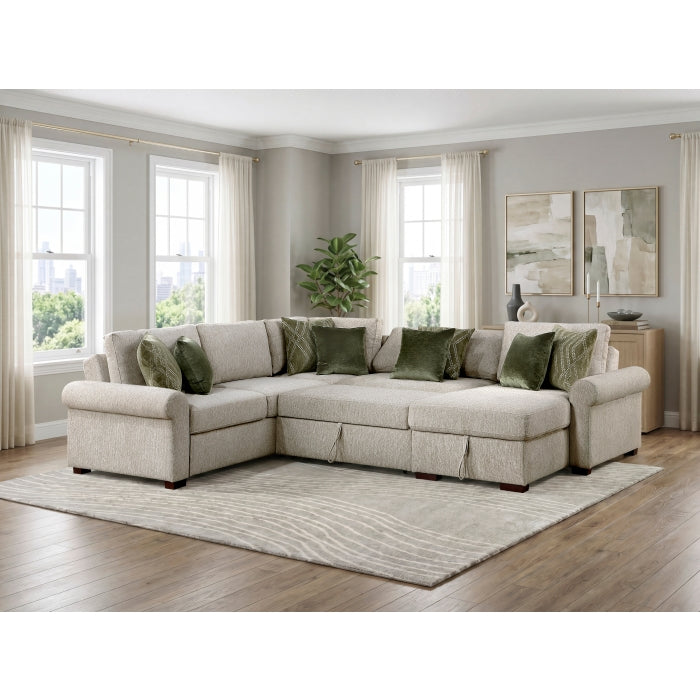 8548*5SC15ACLA4 (5)4-Piece Sectional with Reversible Chaise, Pull-out Bed, Hidden Storage and Click Motion Back - 8548*5SC15ACLA4