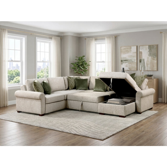 8548*5SC15ACLA4 (5)4-Piece Sectional with Reversible Chaise, Pull-out Bed, Hidden Storage and Click Motion Back - 8548*5SC15ACLA4