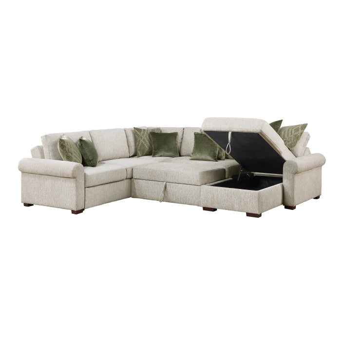 8548*5SC15ACLA4 (5)4-Piece Sectional with Reversible Chaise, Pull-out Bed, Hidden Storage and Click Motion Back - 8548*5SC15ACLA4