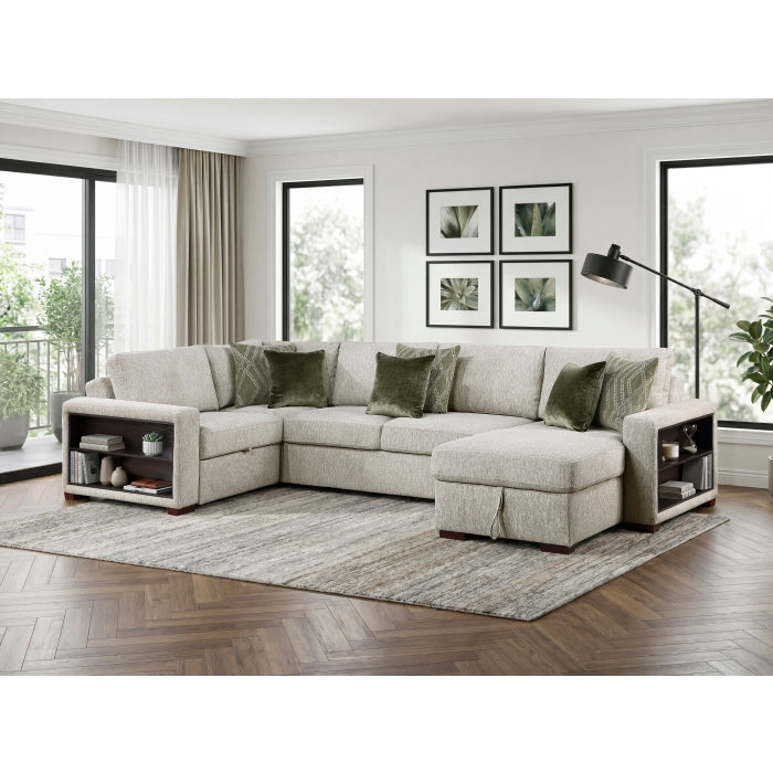 8548*5SCACCLA2 (5)4-Piece Sectional with Reversible Chaise, Pull-out Bed, Hidden Storage and Click Motion Back - 8548*5SCACCLA2