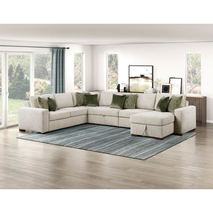 8548*6SC15ACLA (6)5-Piece Sectional with Reversible Chaise, Pull-out Bed, Hidden Storage and Click Motion Back - 8548*6SC15ACLA