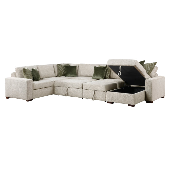 8548*6SC15ACLA (6)5-Piece Sectional with Reversible Chaise, Pull-out Bed, Hidden Storage and Click Motion Back - 8548*6SC15ACLA