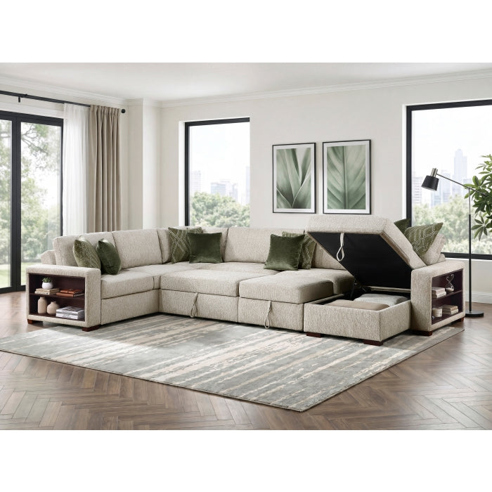 8548*6SC15ACLA2 (6)5-Piece Sectional with Reversible Chaise, Pull-out Bed, Hidden Storage and Click Motion Back - 8548*6SC15ACLA2