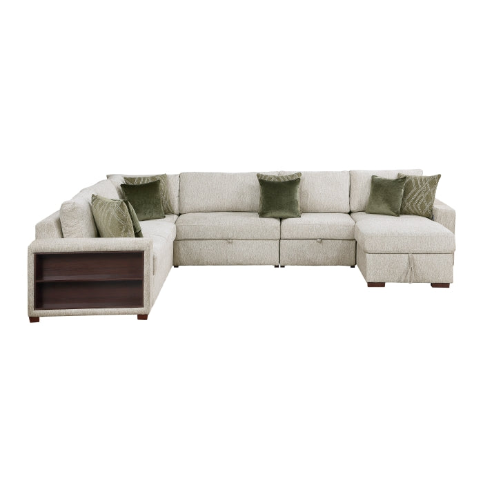 8548*6SC15ACLA2 (6)5-Piece Sectional with Reversible Chaise, Pull-out Bed, Hidden Storage and Click Motion Back - 8548*6SC15ACLA2