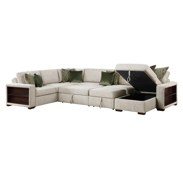 8548*6SC15ACLA2 (6)5-Piece Sectional with Reversible Chaise, Pull-out Bed, Hidden Storage and Click Motion Back - 8548*6SC15ACLA2