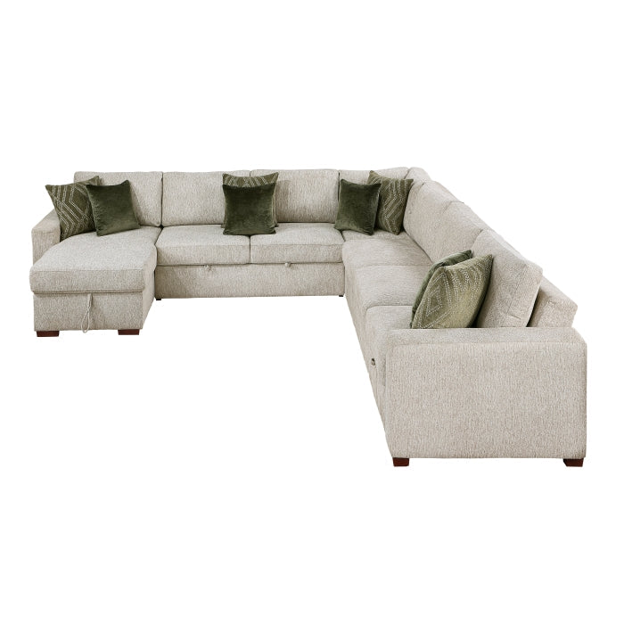 8548*6SCACCLA (6)5-Piece Sectional with Reversible Chaise, Pull-out Bed, Hidden Storage and Click Motion Back - 8548*6SCACCLA