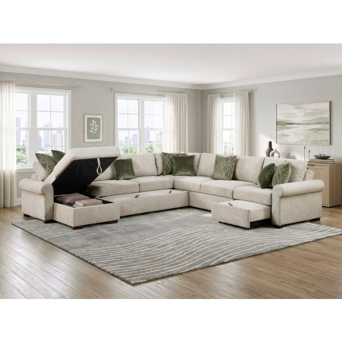 8548*6SCACCLA4 (6)5-Piece Sectional with Reversible Chaise, Pull-out Bed, Hidden Storage and Click Motion Back - 8548*6SCACCLA4