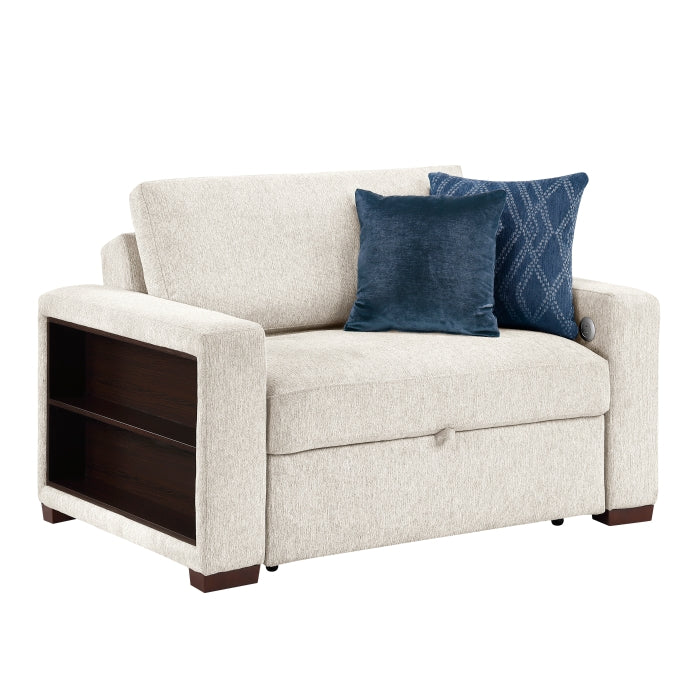 8548BE-215ACLA2* (2)Convertible Chair and Half with Pull-out Bed, Click Motion Back, Two Arms with Shelves and Charging Ports - 8548BE-215ACLA2*