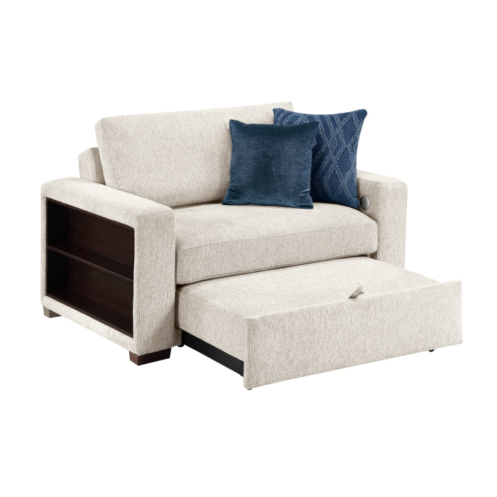 8548BE-215ACLA2* (2)Convertible Chair and Half with Pull-out Bed, Click Motion Back, Two Arms with Shelves and Charging Ports - 8548BE-215ACLA2*