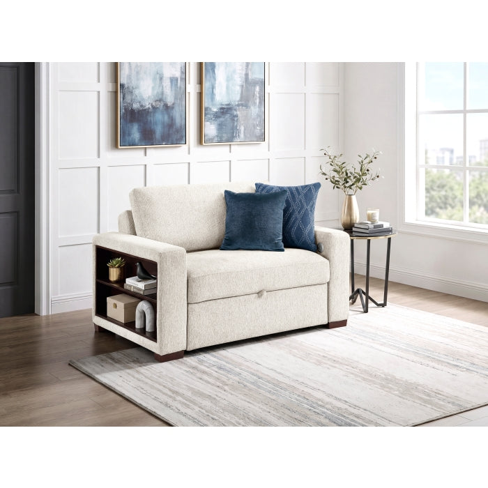 8548BE-215ACLA2* (2)Convertible Chair and Half with Pull-out Bed, Click Motion Back, Two Arms with Shelves and Charging Ports - 8548BE-215ACLA2*