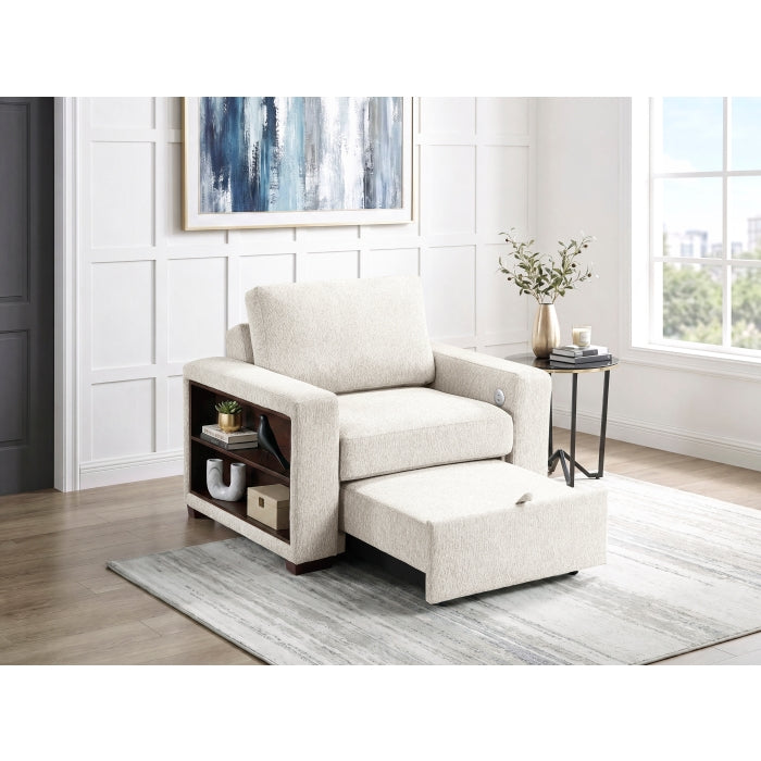 8548BE-2ACCLA2* (2)Convertible Chair with Pull-out Bed, Click Motion Back, Two Arms with Shelves and Charging Ports - 8548BE-2ACCLA2*