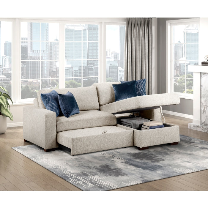 8548BE*3VC15ACLA (3)2-Piece Sectional with Reversible Chaise, Pull-out Bed and Hidden Storage, Click Motion Back - 8548BE*3VC15ACLA