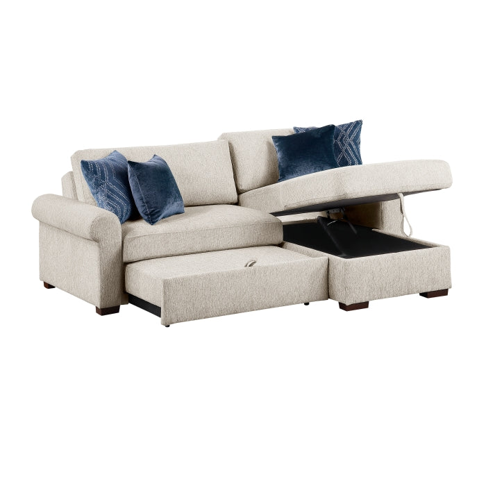 8548BE*3VC15ACLA4 (3)2-Piece Sectional with Reversible Chaise, Pull-out Bed and Hidden Storage, Click Motion Back - 8548BE*3VC15ACLA4