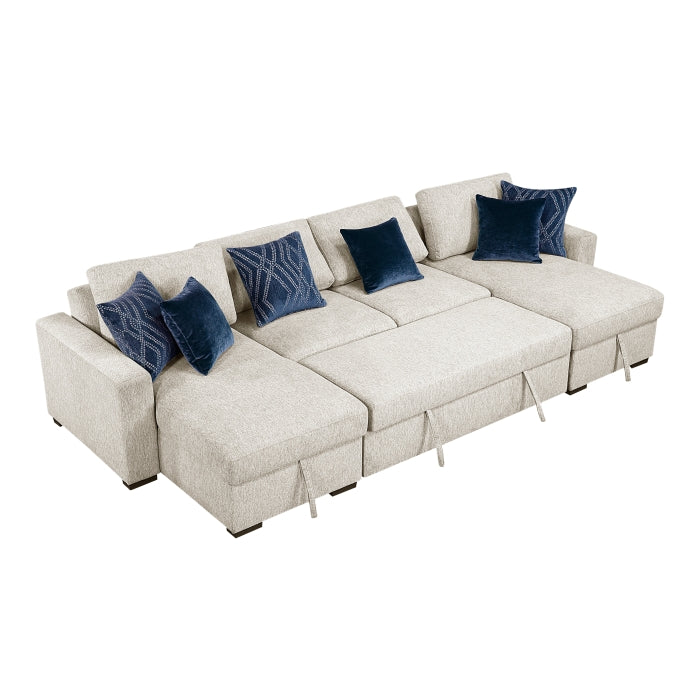8548BE*42VC2ACLA (4)3-Piece Sectional with Reversible Chaises, Pull-out Bed and Hidden Storage, Click Motion Back - 8548BE*42VC2ACLA