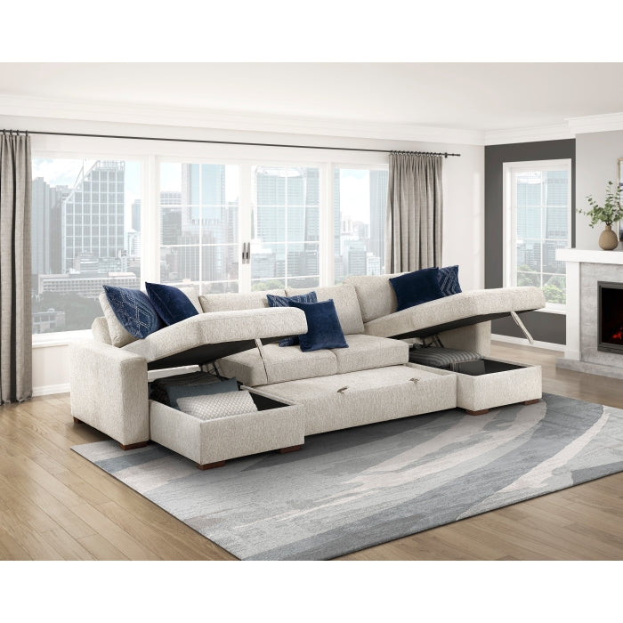 8548BE*42VC2ACLA (4)3-Piece Sectional with Reversible Chaises, Pull-out Bed and Hidden Storage, Click Motion Back - 8548BE*42VC2ACLA