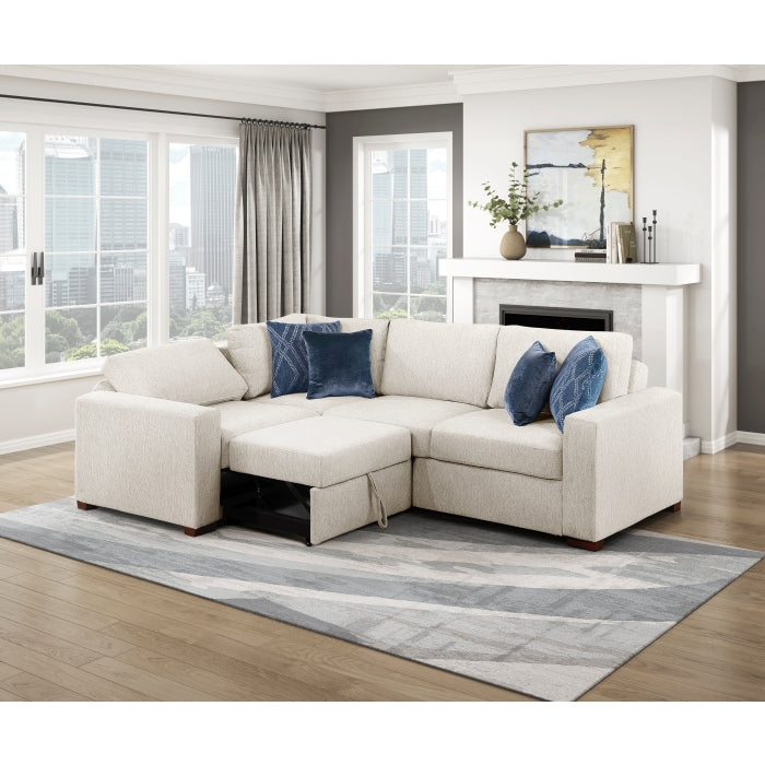 8548BE*4SCACCLA (4)3-Piece Sectional with Pull-out Bed and Click Motion Back - 8548BE*4SCACCLA