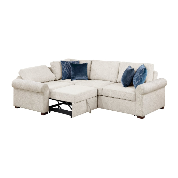 8548BE*4SCACCLA4 (4)3-Piece Sectional with Pull-out Bed and Click Motion Back - 8548BE*4SCACCLA4