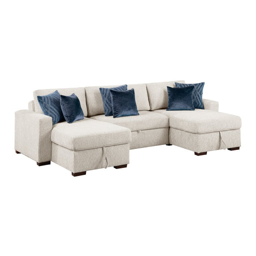 8548BE*4VC15ACLA (4)3-Piece Sectional with Two Reversible Chaises, Pull-out Bed, Hidden Storage, Click Motion Back and Two Track Arms - 8548BE*4VC15ACLA