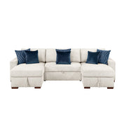 8548BE*4VC15ACLA2 (4)3-Piece Sectional with Two Reversible Chaises, Pull-out Bed, Hidden Storage, Click Motion Back and Two Arms with Shelves and Charging Ports - 8548BE*4VC15ACLA2