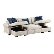 8548BE*4VC15ACLA4 (4)3-Piece Sectional with Two Reversible Chaises, Pull-out Bed, Hidden Storage, Click Motion Back and Two Roll Arms - 8548BE*4VC15ACLA4