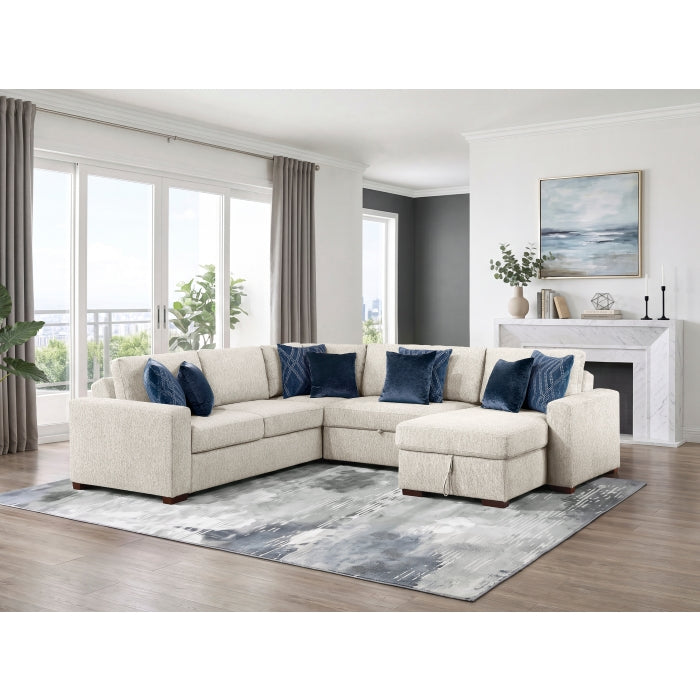 8548BE*5SC15ACLA (5)4-Piece Sectional with Reversible Chaise, Pull-out Bed, Hidden Storage and Click Motion Back - 8548BE*5SC15ACLA