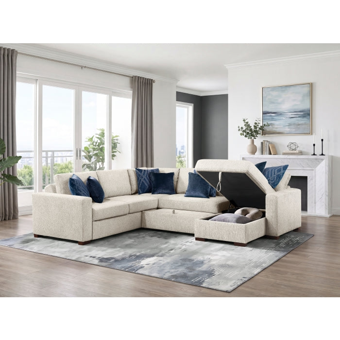 8548BE*5SC15ACLA (5)4-Piece Sectional with Reversible Chaise, Pull-out Bed, Hidden Storage and Click Motion Back - 8548BE*5SC15ACLA