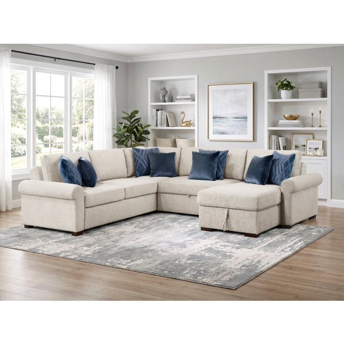 8548BE*5SC15ACLA4 (5)4-Piece Sectional with Reversible Chaise, Pull-out Bed, Hidden Storage and Click Motion Back - 8548BE*5SC15ACLA4