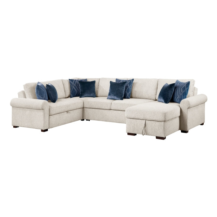 8548BE*5SC15ACLA4 (5)4-Piece Sectional with Reversible Chaise, Pull-out Bed, Hidden Storage and Click Motion Back - 8548BE*5SC15ACLA4