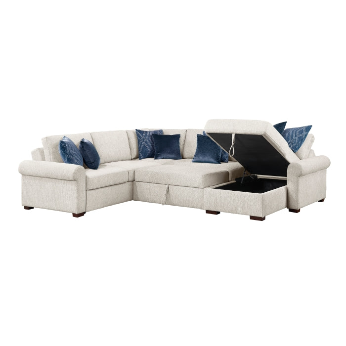 8548BE*5SC15ACLA4 (5)4-Piece Sectional with Reversible Chaise, Pull-out Bed, Hidden Storage and Click Motion Back - 8548BE*5SC15ACLA4