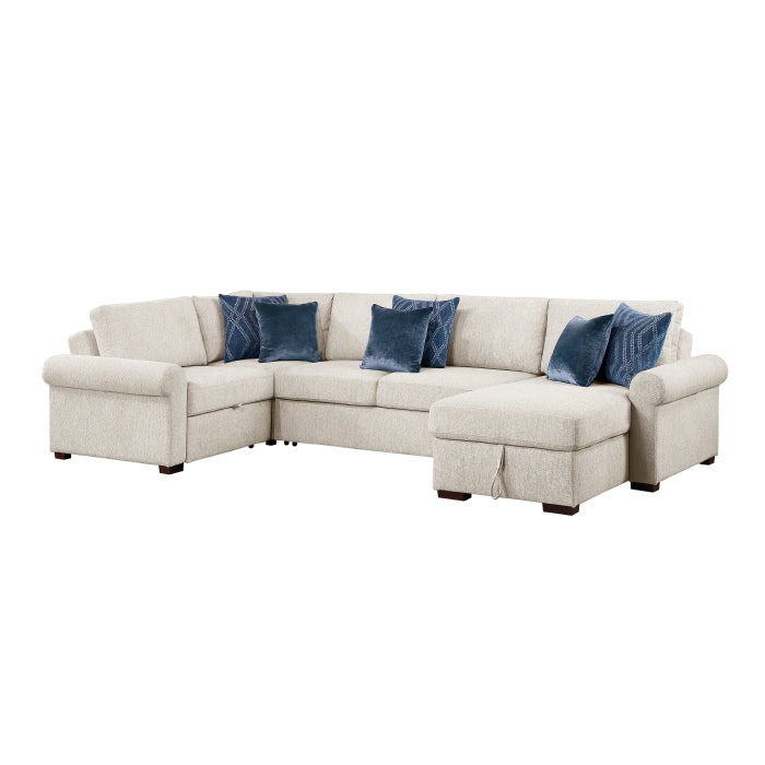 8548BE*5SCACCLA4 (5)4-Piece Sectional with Reversible Chaise, Pull-out Bed, Hidden Storage and Click Motion Back - 8548BE*5SCACCLA4