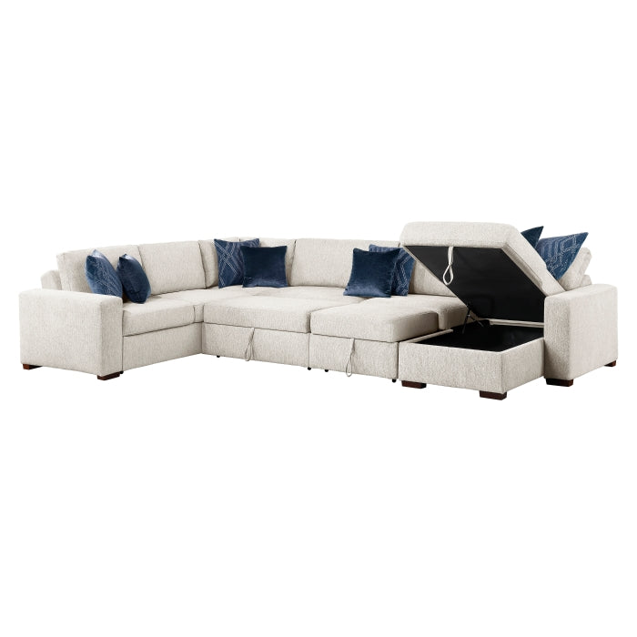 8548BE*6SC15ACLA (6)5-Piece Sectional with Reversible Chaise, Pull-out Bed, Hidden Storage and Click Motion Back - 8548BE*6SC15ACLA