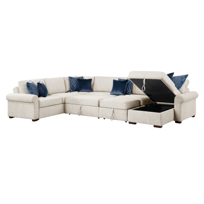 8548BE*6SC15ACLA4 (6)5-Piece Sectional with Reversible Chaise, Pull-out Bed, Hidden Storage and Click Motion Back - 8548BE*6SC15ACLA4