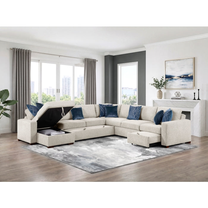 8548BE*6SCACCLA (6)5-Piece Sectional with Reversible Chaise, Pull-out Bed, Hidden Storage and Click Motion Back - 8548BE*6SCACCLA