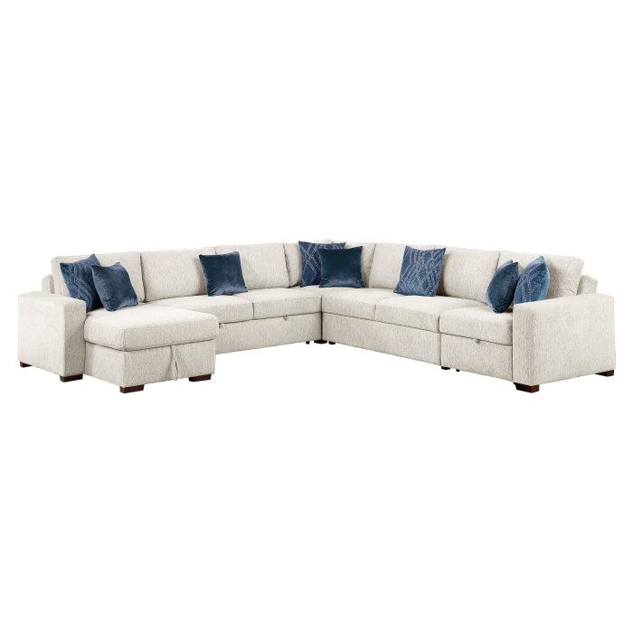 8548BE*6SCACCLA (6)5-Piece Sectional with Reversible Chaise, Pull-out Bed, Hidden Storage and Click Motion Back - 8548BE*6SCACCLA