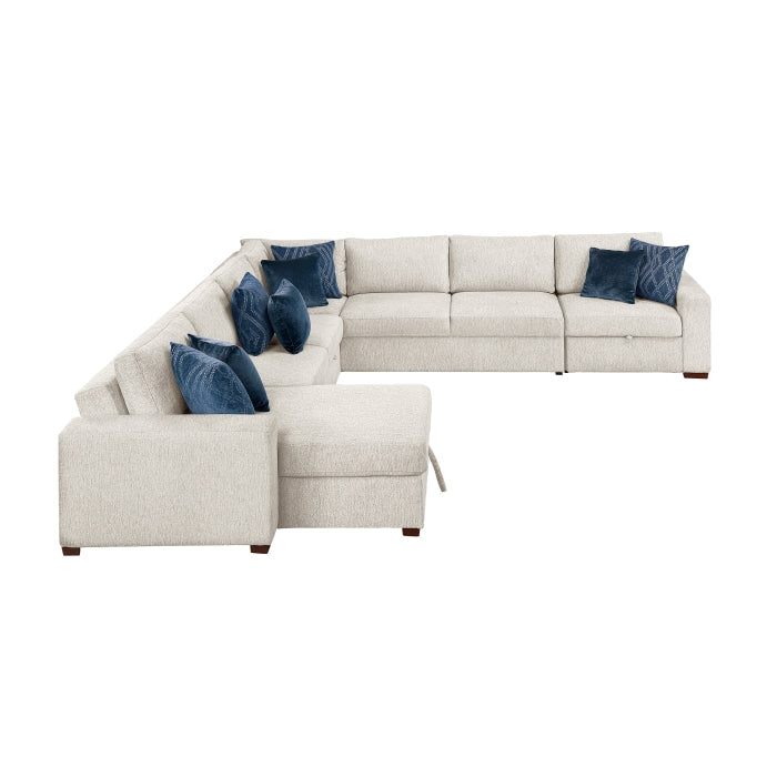 8548BE*6SCACCLA (6)5-Piece Sectional with Reversible Chaise, Pull-out Bed, Hidden Storage and Click Motion Back - 8548BE*6SCACCLA