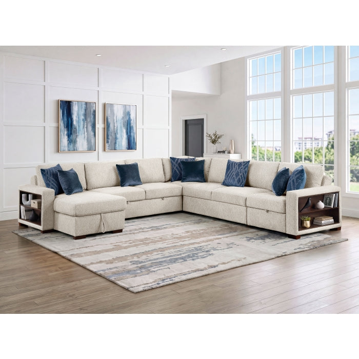 8548BE*6SCACCLA2 (6)5-Piece Sectional with Reversible Chaise, Pull-out Bed, Hidden Storage and Click Motion Back - 8548BE*6SCACCLA2