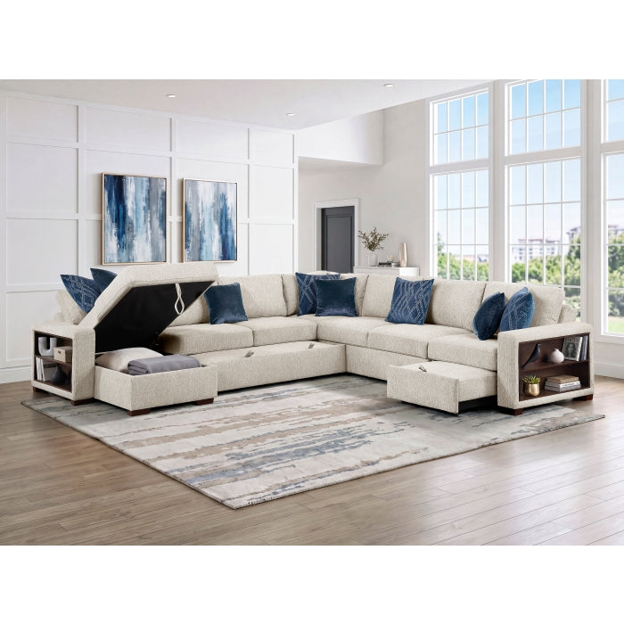 8548BE*6SCACCLA2 (6)5-Piece Sectional with Reversible Chaise, Pull-out Bed, Hidden Storage and Click Motion Back - 8548BE*6SCACCLA2