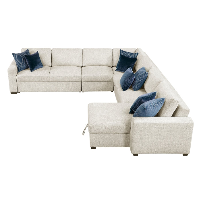8548BE*6VC2ACR2ACLACA (6)5-Piece Sectional with Reversible Chaise, Pull-out Bed and Hidden Storage - 8548BE*6VC2ACR2ACLACA