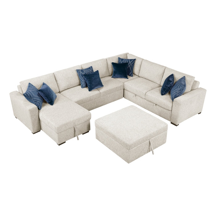 8548BE*6VC2ACR2ACLAOT (6)5-Piece Sectional with Reversible Chaise, Pull-out Bed, Hidden Storage and Ottoman - 8548BE*6VC2ACR2ACLAOT