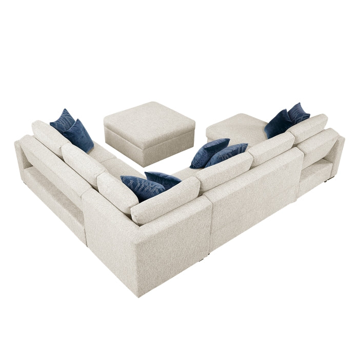 8548BE*6VC2ACR2ACLAOT (6)5-Piece Sectional with Reversible Chaise, Pull-out Bed, Hidden Storage and Ottoman - 8548BE*6VC2ACR2ACLAOT