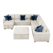 8548BE*7VC2ACR2ACLACAOT (7)6-Piece Sectional with Reversible Chaise, Pull-out Bed, Hidden Storage and Ottoman - 8548BE*7VC2ACR2ACLACAOT