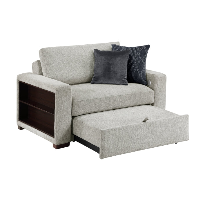 8548GY-215ACLA2* Convertible Chair and Half with Pull-out Bed, Click Motion Back, Two Arms with Shelves and Charging Ports - 8548GY-215ACLA2*