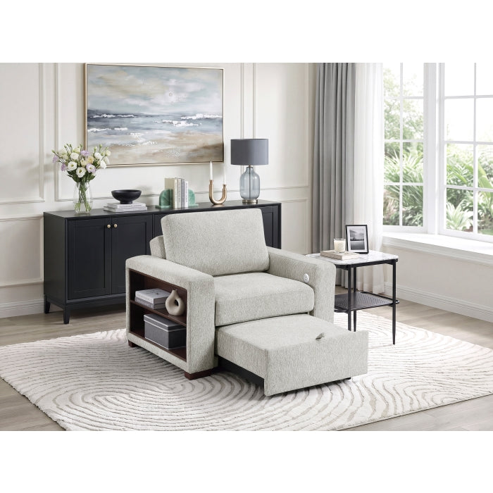 8548GY-2ACCLA2* Convertible Chair with Pull-out Bed, Click Motion Back, Two Arms with Shelves and Charging Ports - 8548GY-2ACCLA2*