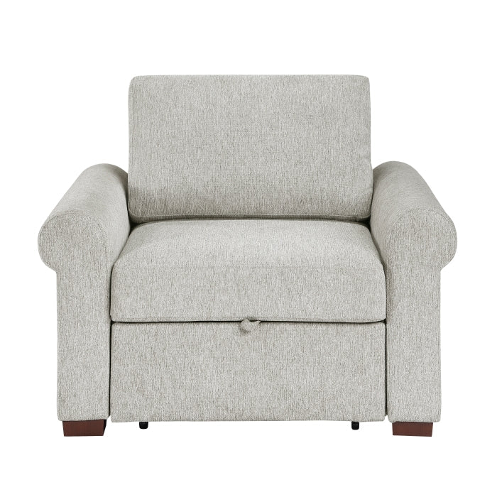 8548GY-2ACCLA4* Convertible Chair with Pull-out Bed, Click Motion Back and Two Roll Arms - 8548GY-2ACCLA4*