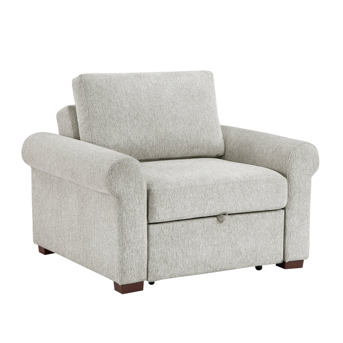 8548GY-2ACCLA4* Convertible Chair with Pull-out Bed, Click Motion Back and Two Roll Arms - 8548GY-2ACCLA4*