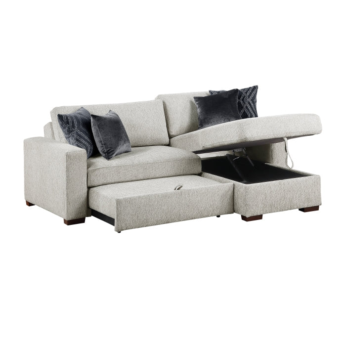 8548GY*3VC15ACLA 2-Piece Sectional with Reversible Chaise, Pull-out Bed and Hidden Storage, Click Motion Back - 8548GY*3VC15ACLA