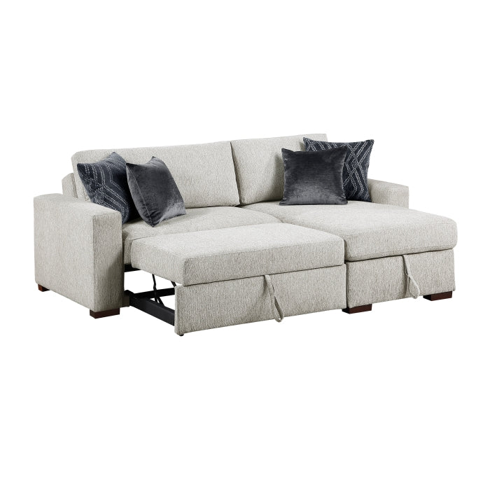 8548GY*3VC15ACLA 2-Piece Sectional with Reversible Chaise, Pull-out Bed and Hidden Storage, Click Motion Back - 8548GY*3VC15ACLA