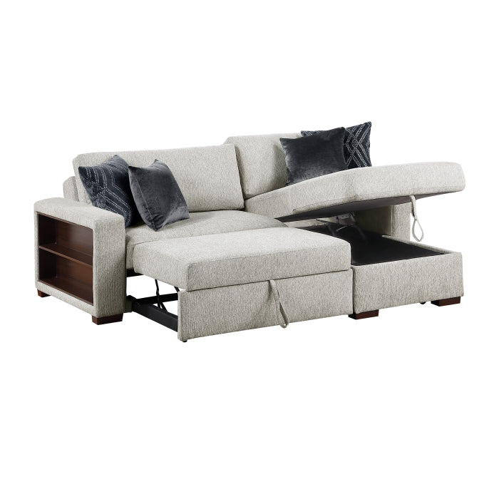 8548GY*3VC15ACLA2 2-Piece Sectional with Reversible Chaise, Pull-out Bed and Hidden Storage, Click Motion Back - 8548GY*3VC15ACLA2