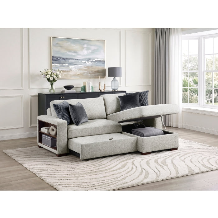 8548GY*3VC15ACLA2 2-Piece Sectional with Reversible Chaise, Pull-out Bed and Hidden Storage, Click Motion Back - 8548GY*3VC15ACLA2
