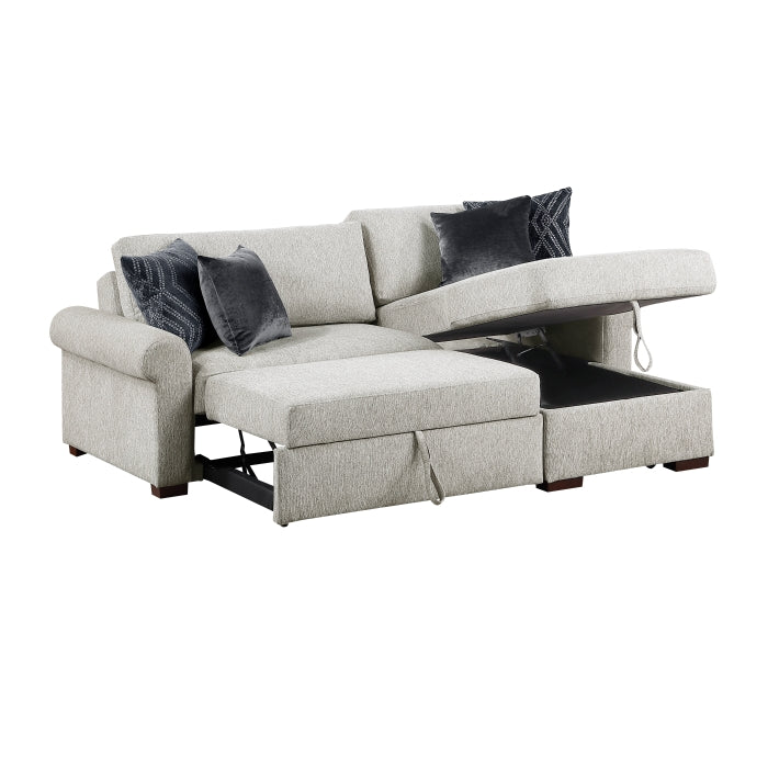 8548GY*3VC15ACLA4 2-Piece Sectional with Reversible Chaise, Pull-out Bed and Hidden Storage, Click Motion Back - 8548GY*3VC15ACLA4